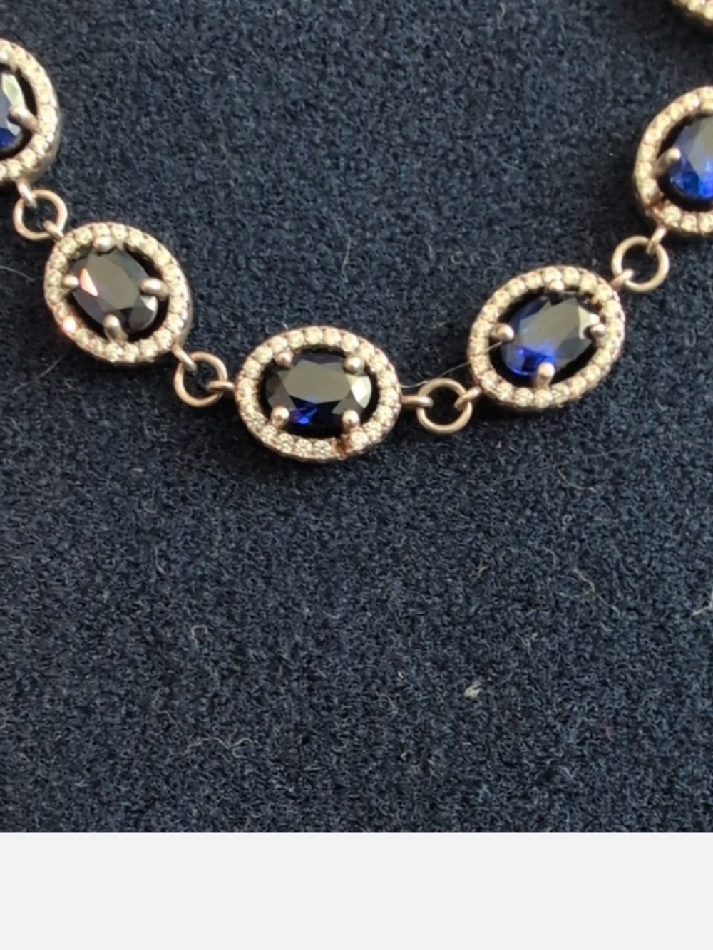 BLUE Sapphire Tennis Bracelet 925 Sterling Silver Bracelet Diamond Chip - Picture 14 of 16